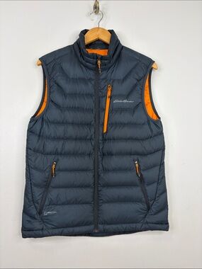 Eddie Bauer Vest Mens Small Gray EB 800 Stormdown Puffer Goose Down Downlight
